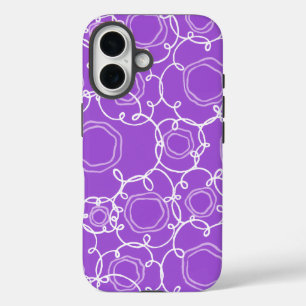 Coque Pour iPhone 16 Matrice florale abstraite (violet) Beaux-arts