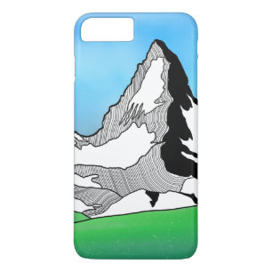 Coque iPhone 8 Plus/7 Plus Matterhorn Suisse Ligne art aquarelle