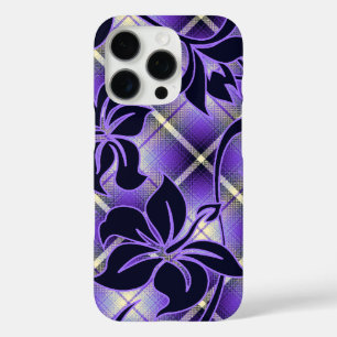 Coque iPhone 16 Pro Mauna Loa Hibiscus Hawaïen Plaid Purple