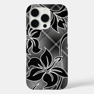 Coque iPhone 16 Pro Mauna Loa Hibiscus Hawaii Plaid Noir