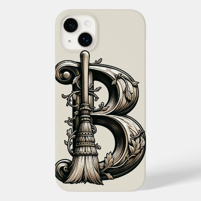 Coques Case-Mate iPhone Mauvaise Sorcière Balai Sorcier Lettre B Initiale  (Verso)