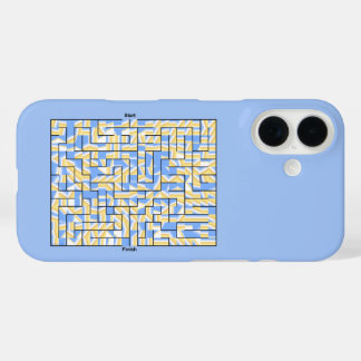 Coque Pour iPhone 16 Maze bleu et jaune
