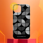 Coque Case-Mate iPhone MCM Motif géométrique Mod Cercles - noir et gris<br><div class="desc">Un motif moderne du milieu du siècle avec des quarts de cercles dans un motif rétro branché. Le design minimal comprend le noir gris. Vous pouvez ajouter votre nom en bas dans une police simple sans serif. Pour les utilisateurs avancés, vous pouvez modifier n'importe quelle couleur pour correspondre à ce...</div>