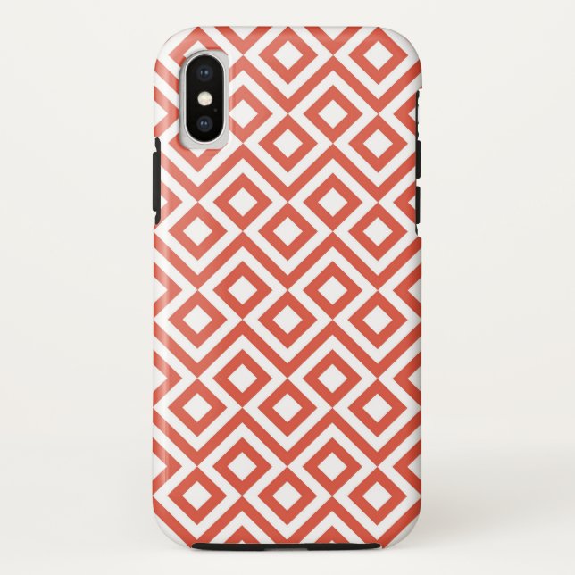 Coques Case-Mate iPhone Méandre géométrique orange et blanc (Dos)