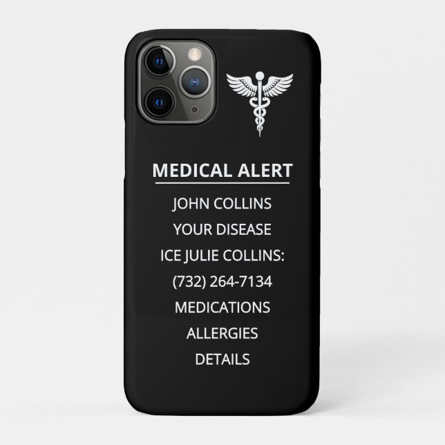 Coques Case-Mate iPhone Médaille de téléphone d'alerte médicale d'urgence  (Dos)