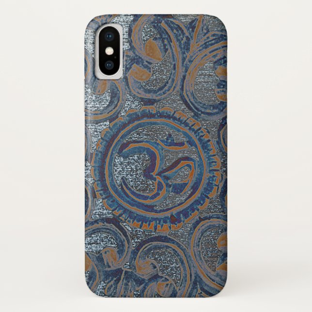Coques Case-Mate iPhone Médaille de Yoga Zen Bleu OM Aum Mantra Ajna (Dos)