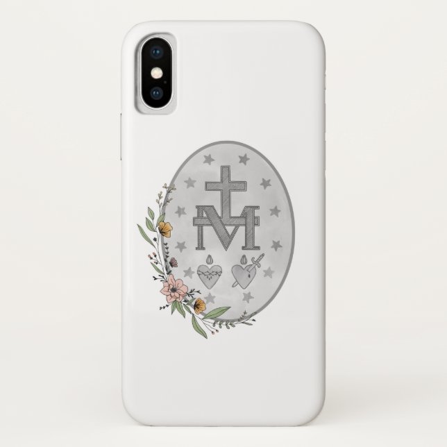 Coques Case-Mate iPhone Médaille miraculeuse Floral  (Dos)