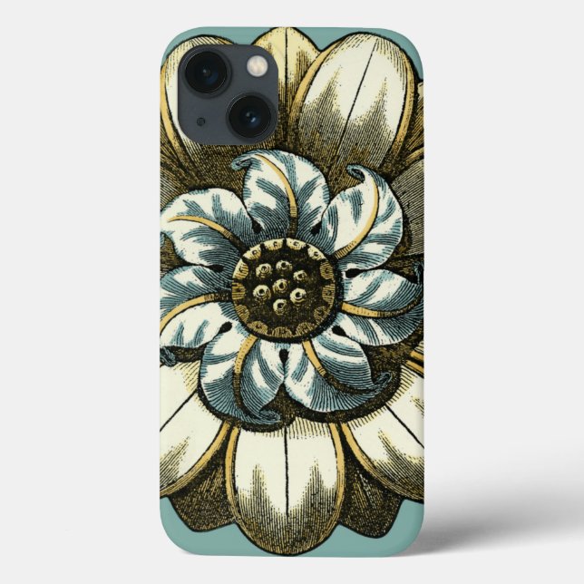Coques Case-Mate iPhone Médaillon floral orné sur Arrière - plan bleu clai (Verso)