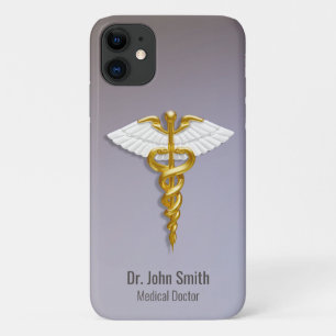 Case-Mate iPhone Case Médicale Elegant Gold Caduceus ailes blanches