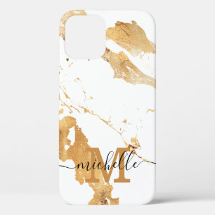 Case-Mate iPhone Case Meilleur 2023 Monogrammed White Gold Marble Nom