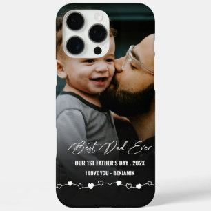 Coque iPhone 16 Pro Max Meilleur Papa du Monde Photo 1ère Fête des Pères