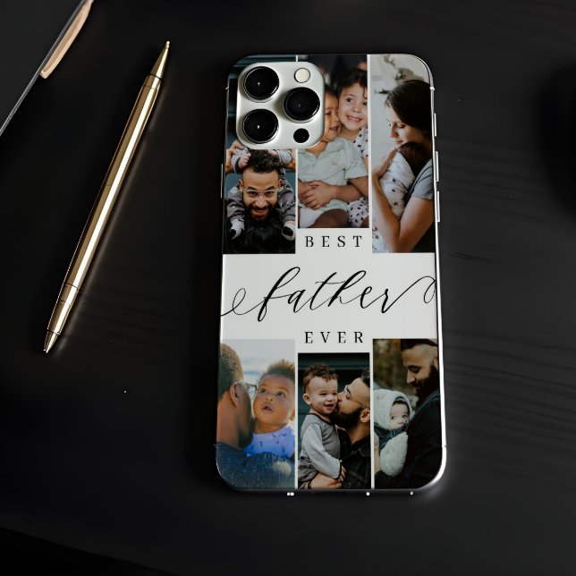 Coques Case-Mate iPhone Meilleur Père de Tous les Temps Script Collage de  (Best Father Ever Script Father's Day Photo Collage Case-Mate iPhone Case)