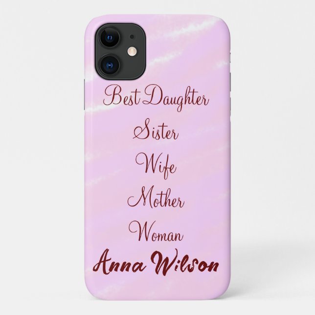 Coques Case-Mate iPhone Meilleure femme maman épouse fille ajouter nom tex (Dos)