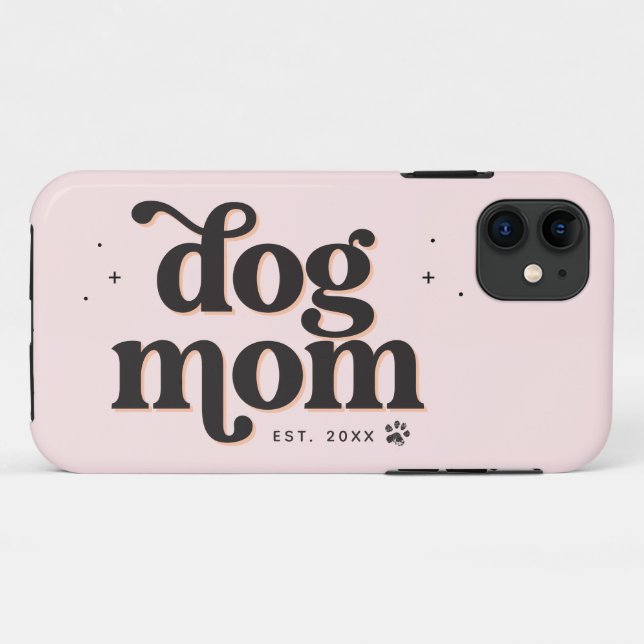 Coques Case-Mate iPhone Meilleure Maman de Chien Typographie Rétro Tendanc (Dos (Horizontal))