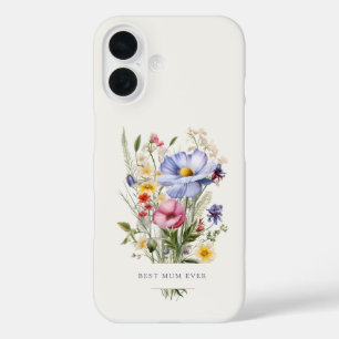 Coque Pour iPhone 16 Meilleure maman Ever Anglais Garden Bouquet Fête d