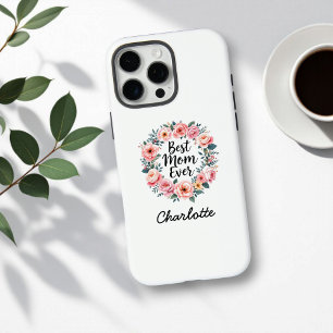 Coque iPhone 16 Pro Max Meilleure maman jamais Couronne florale Fête d