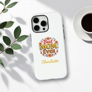 Coque iPhone 16 Pro Max Meilleure maman jamais | Couronne florale | Fête d