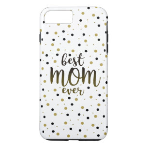 Coque iPhone 7 Plus Meilleure maman jamais, Or et Noir de la typograph