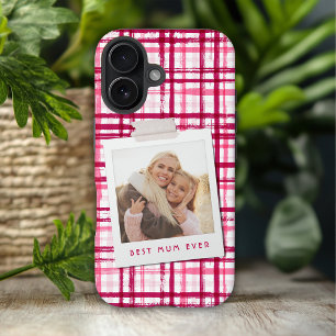 Coque Pour iPhone 16 Plus Meilleure maman jamais photo mignonne moderne roug