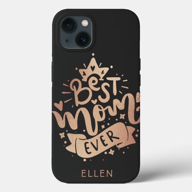 Coques Case-Mate iPhone Meilleure maman jamais Rose Or Personnalisé Nom de (Verso)