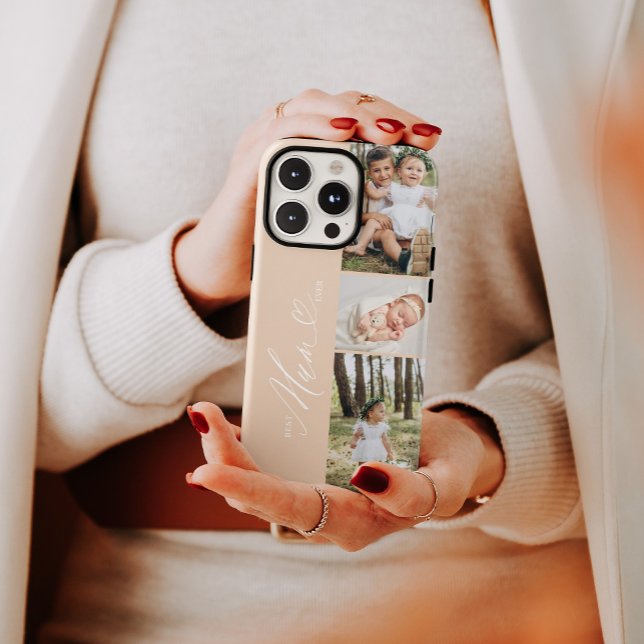 Coques Case-Mate iPhone Meilleure maman Jour Script Fête des Mères 3 Photo (Best Mum Ever Script Mother's Day 3 Photo Collage Case-Mate iPhone Case)