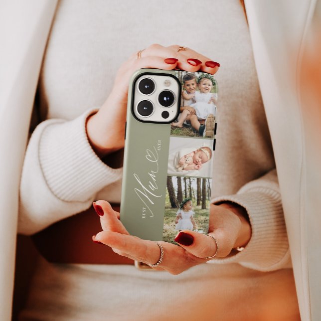Coques Case-Mate iPhone Meilleure maman Jour Script Fête des Mères 3 Photo (Best Mum Ever Script Mother's Day 3 Photo Collage Case-Mate iPhone Case)