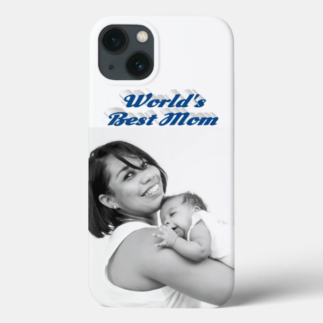 Coques Case-Mate iPhone Meilleure Maman photo mer texte bleu (Verso)