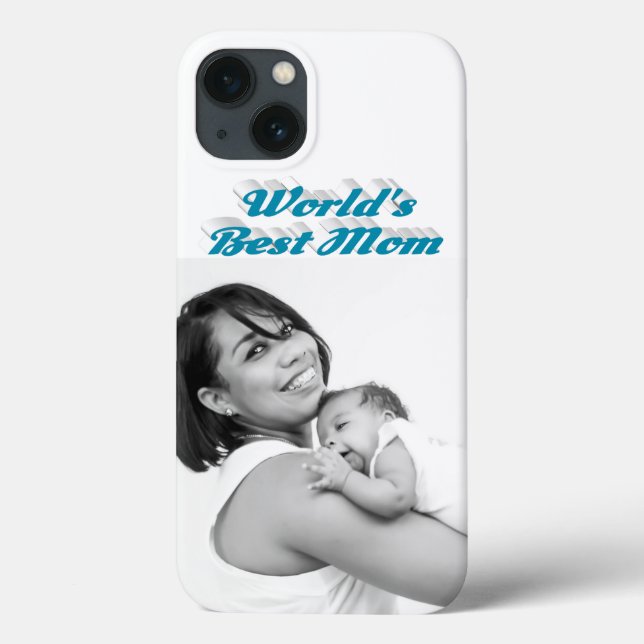 Coques Case-Mate iPhone Meilleure Maman photo texte bleu ciel (Verso)