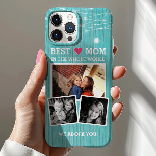 Case-Mate iPhone Case Meilleure maman String Lights Wood Family Photo Co