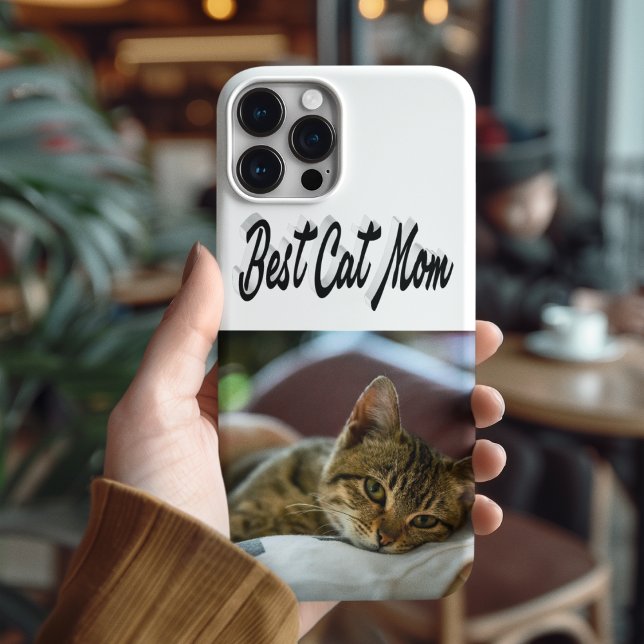 Coques Case-Mate iPhone Meilleure photo de maman chat texte noir (Créateur téléchargé)