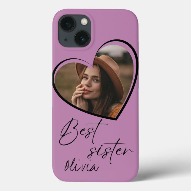 Coques Case-Mate iPhone Meilleure Soeur Photo Elegant Rose Moderne (Verso)