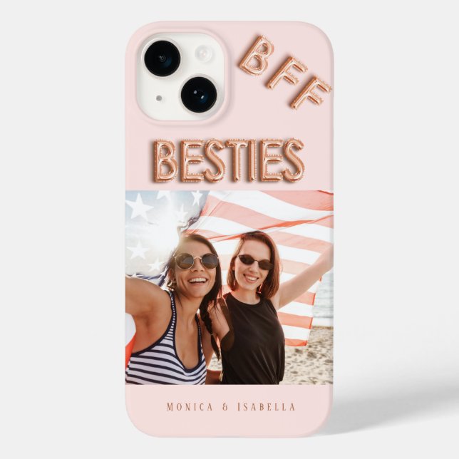Coques Case-Mate iPhone Meilleurs amis rose or photo besties bff noms (Verso)