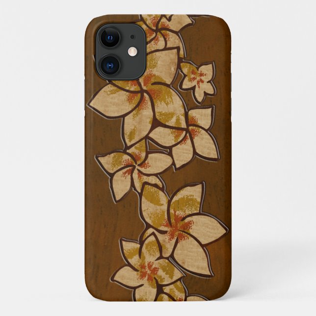 Coques Case-Mate iPhone Melia Hawaiian Plumeria Faux Wood (Dos)
