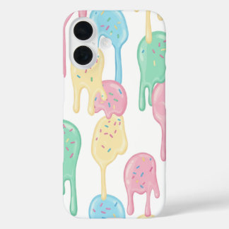 Coque Pour iPhone 16 Melting Ice Cream and Sprinkles Pattern