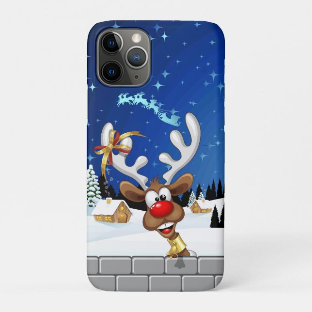Coques Case-Mate iPhone Mème de Noël drôle de renne qui regarde par-dessus (Dos)