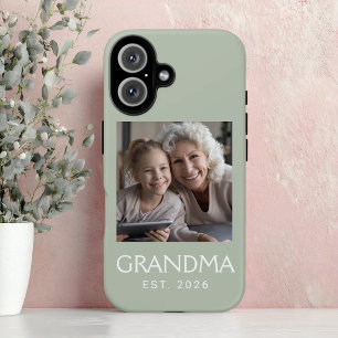 Coque Pour iPhone 16 Mémé Typographie Établie Photo Vert Sauge