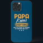 Case-Mate iPhone Case Mens Papa Knows Everything Funny Father's Day<br><div class="desc">Le poison de Mens Papa Knows. Parfait pour papa,  maman,  papa,  men,  women,  friend et family members on Thanksgiving Day,  Christmas Day,  Mothers Day,  Fathers Day,  4th of July,  1776 Independent Day,  Vétérans Day,  Halloween Day,  Patrick's Day</div>
