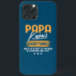 Case-Mate iPhone Case Mens Papa Knows Everything Funny Father's Day<br><div class="desc">Le poison de Mens Papa Knows. Parfait pour papa,  maman,  papa,  men,  women,  friend et family members on Thanksgiving Day,  Christmas Day,  Mothers Day,  Fathers Day,  4th of July,  1776 Independent Day,  Vétérans Day,  Halloween Day,  Patrick's Day</div>