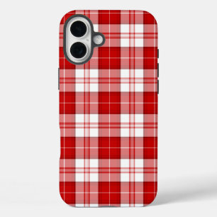 Coque Pour iPhone 16 Plus Menzies tartan rouge blanc plaid