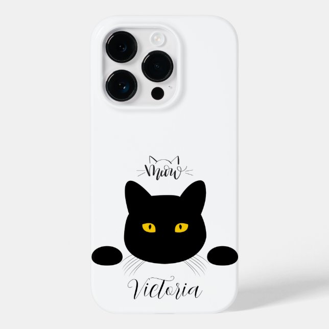 Coques Case-Mate iPhone Meow Black Cat Golden Eyes personnalisable (Verso)