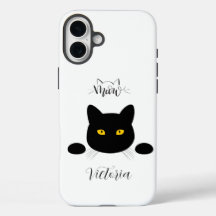 Meow Black Cat Golden Eyes personnalisable