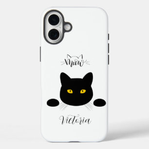 Coque Pour iPhone 16 Plus Meow Black Cat Golden Eyes personnalisable
