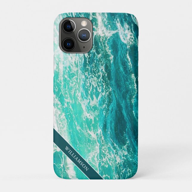 Coques Case-Mate iPhone Mer et vagues turquoise personnalisées (Dos)