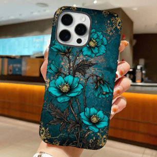 Coque iPhone 16 Pro Max Mer gothique victorienne Vert & Or Botanique Luxe