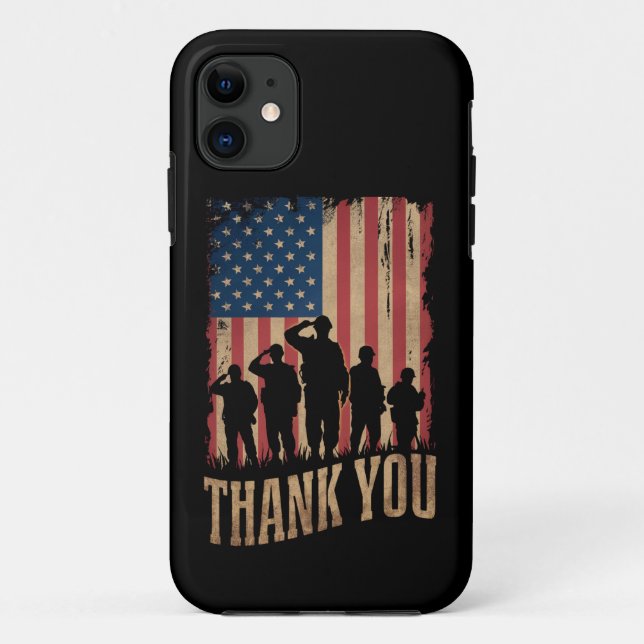 Coques Case-Mate iPhone Merci Drapeau Américain de la Fête des Vétérans Vi (Dos)
