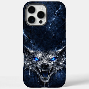 Coque iPhone 16 Pro Max Mercure Loup Bleu Saphir Yeux Glaciaire