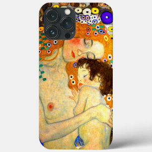 Etui iPhone 13 Pro Max Mère et enfant par Gustav Klimt Art Nouveau