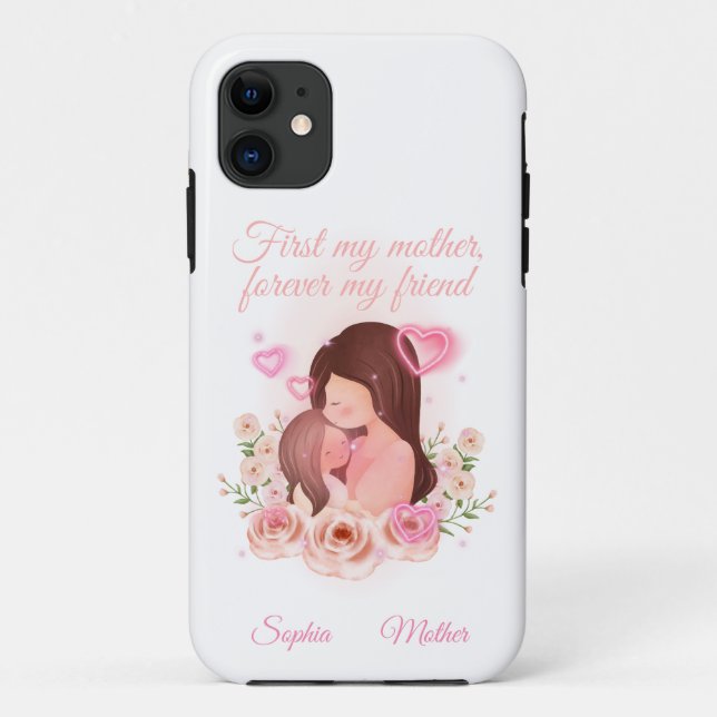 Coques Case-Mate iPhone Mère et fille, noms personnalisés (Dos)