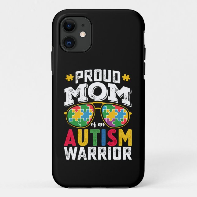 Coques Case-Mate iPhone Mère fière d'une famille de guerriers de l'autisme (Dos)