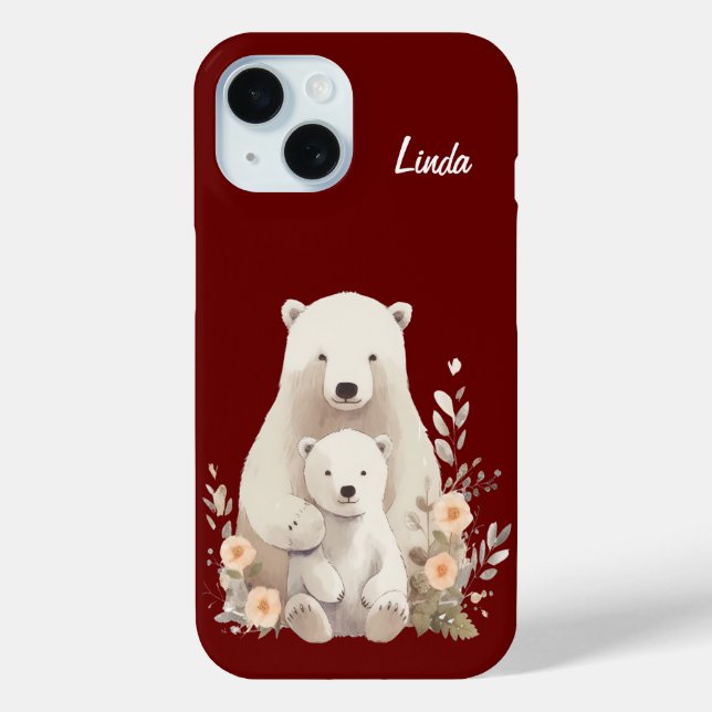 Coques Case-Mate iPhone Mère mignonne + Bébé Ours Polaires Coque-Mate coqu (Verso)